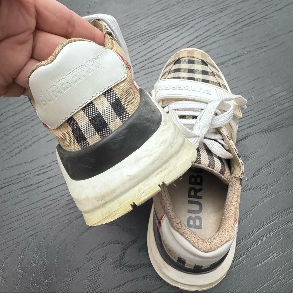 Burberry Women’s Regis Check Trainer Sneakers - Size 5.5